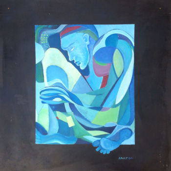 Malerei mit dem Titel "Blue jail" von Anaton, Original-Kunstwerk, Acryl