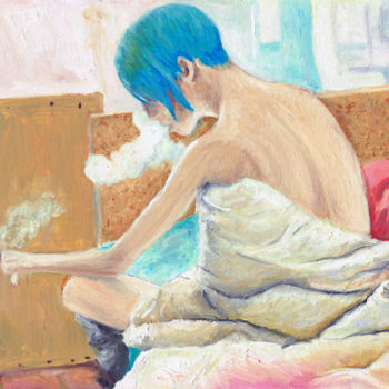 Painting titled "chloe morning" by Ana Valentim, Original Artwork, Oil