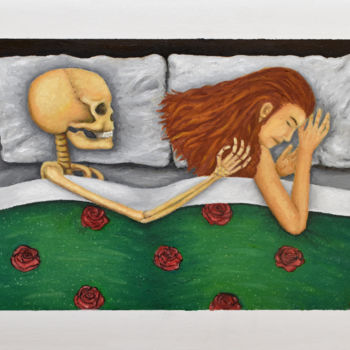 Painting titled "sleep with death" by Ana Valentim, Original Artwork, Oil