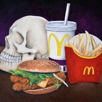 Peinture intitulée "Macdonal's Vanitas" par Ana Valentim, Œuvre d'art originale, Huile