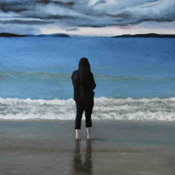 Painting titled "Esperando" by Ana Valentim, Original Artwork, Oil