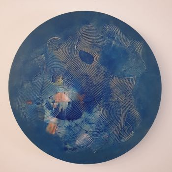 「Soledad- Azul」というタイトルの絵画 Ana Vdvによって, オリジナルのアートワーク, アクリル ウッドストレッチャーフレームにマウント