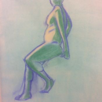 Drawing titled "sitting male" by Ana Castro, Original Artwork