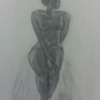 Drawing titled "nude female sitting" by Ana Castro, Original Artwork