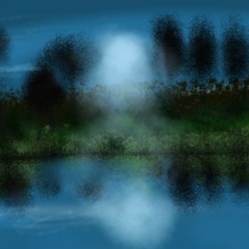 Arte digital titulada "Agua en la noche" por Anaysy Gregory, Obra de arte original, Pintura Digital