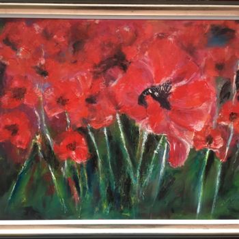 Painting titled "Poppies" by Anca-Iuliana Kis, Original Artwork, Acrylic