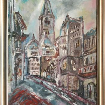 Painting titled "Old town" by Anca-Iuliana Kis, Original Artwork, Oil