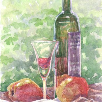 Painting titled "Warm evening at the…" by Anna Gorenkova, Original Artwork, Watercolor