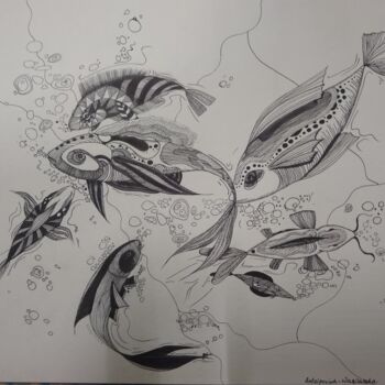 Disegno intitolato "Underwater" da Stefaniya Antsipovich, Opera d'arte originale, Penna gel