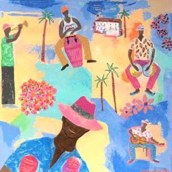 Картина под названием "Cuba en fleurs" - Anda Mrugalski, Подлинное произведение искусства, Акрил