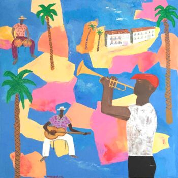 Картина под названием "Gran Cuba" - Anda Mrugalski, Подлинное произведение искусства, Акрил Установлен на Деревянная рама дл…