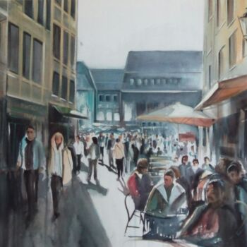 Painting titled "Under the Bridge #4" by Ander Arenas, Original Artwork, Watercolor