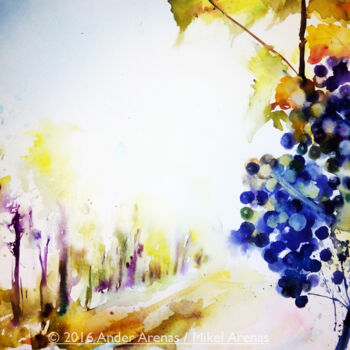 Painting titled "La Luz del Vino.jpg" by Ander Arenas, Original Artwork, Watercolor