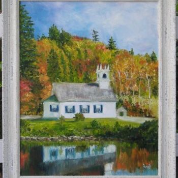Painting titled "Vermont Church" by Andilucasart, Original Artwork