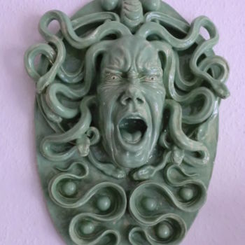 Sculpture titled "Jugendstil Relief…" by Andimar, Original Artwork, Ceramics