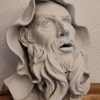 Skulptur mit dem Titel "Faust , altere Mann…" von Andimar, Original-Kunstwerk, Keramik