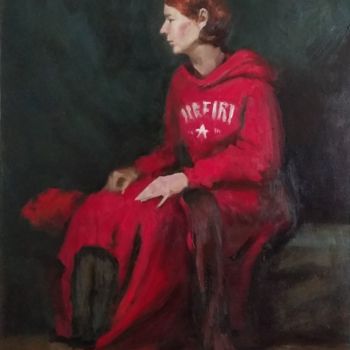 Pittura intitolato "Портрет, статичная…" da Andrei Sedov, Opera d'arte originale, Olio
