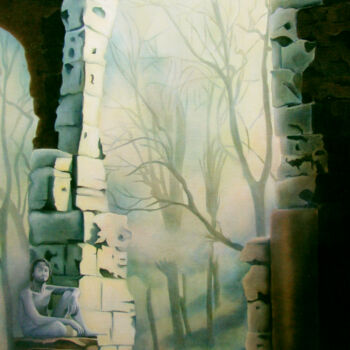 Schilderij getiteld "Brouillard" door Andra Daans, Origineel Kunstwerk, Olie