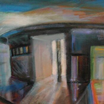 Painting titled "tram stop" by András Breznay, Original Artwork