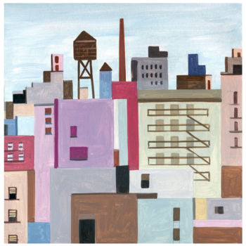 Painting titled "NEW YORK_sky-and-li…" by André Baldet, Original Artwork, Acrylic