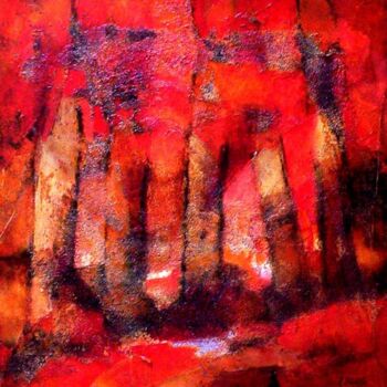 Pintura titulada "forêt rouge" por Andre Bourdin, Obra de arte original
