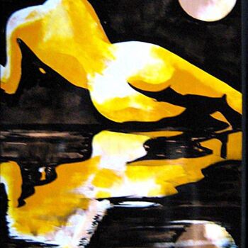 Peinture intitulée "reflet de lune" par Andre Bourdin, Œuvre d'art originale, Huile