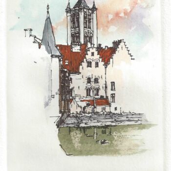 Printmaking titled "Gent Sint Niklaas K…" by André Colpin, Original Artwork, Etching
