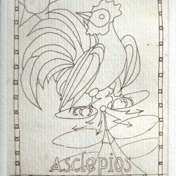 Gravures & estampes intitulée "Asclepios" par André Colpin, Œuvre d'art originale, Eau-forte