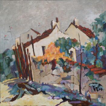 Painting titled "Maison de pêcheurs" by André Colpin, Original Artwork, Oil