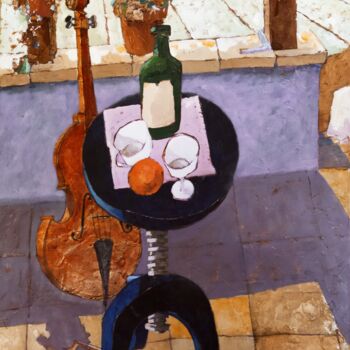 Painting titled "Apéro musical" by André Colpin, Original Artwork, Oil