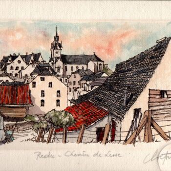 Prenten & gravures getiteld "Redu - Chemin de Le…" door André Colpin, Origineel Kunstwerk, Ets