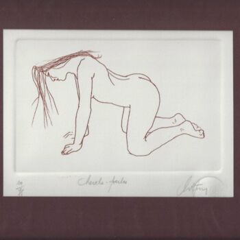 Gravures & estampes intitulée "Cherche-perles" par André Colpin, Œuvre d'art originale, Eau-forte
