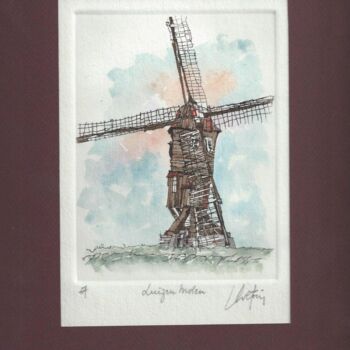 Printmaking titled "Luizenmolen - Ander…" by André Colpin, Original Artwork, Etching