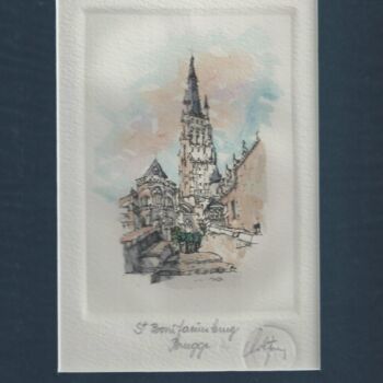 Отпечатки и Гравюры под названием "Brugge - St Bonifac…" - André Colpin, Подлинное произведение искусства, Травление