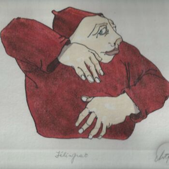 Gravures & estampes intitulée "Félingrat" par André Colpin, Œuvre d'art originale, Eau-forte