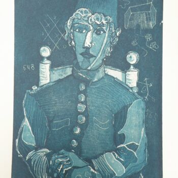 Impressões e gravuras intitulada "Le Groom ( bleu)" por André Colpin, Obras de arte originais, Água forte