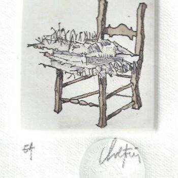 Gravures & estampes intitulée "La chaise" par André Colpin, Œuvre d'art originale, Eau-forte