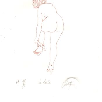 Gravures & estampes intitulée "Nu à sa toilette -…" par André Colpin, Œuvre d'art originale, Eau-forte