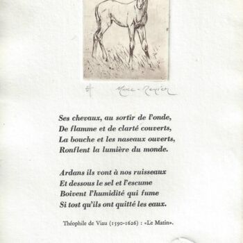 Gravures & estampes intitulée ""Poulain" de Marc-R…" par André Colpin, Œuvre d'art originale, Eau-forte