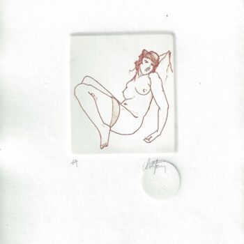 Gravures & estampes intitulée "Nu" par André Colpin, Œuvre d'art originale, Eau-forte