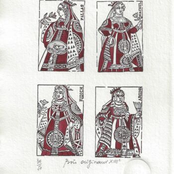 Gravures & estampes intitulée "Jeu de cartes impri…" par André Colpin, Œuvre d'art originale, Eau-forte