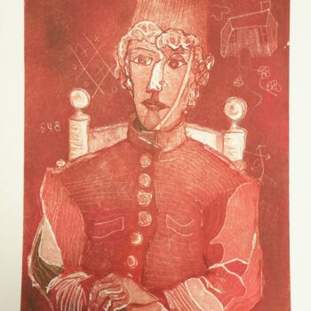 「Le groom (rouge)」というタイトルの製版 André Colpinによって, オリジナルのアートワーク, エッチング