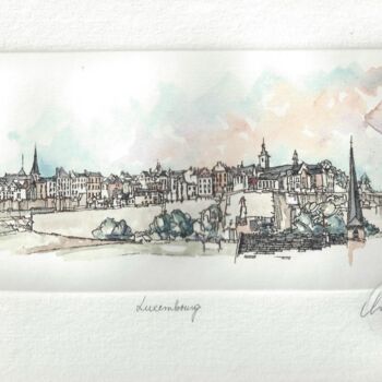 Printmaking titled "Luxembourg Panorama" by André Colpin, Original Artwork, Etching