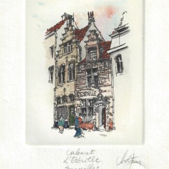 Gravures & estampes intitulée "Bruxelles Cabaret l…" par André Colpin, Œuvre d'art originale, Eau-forte