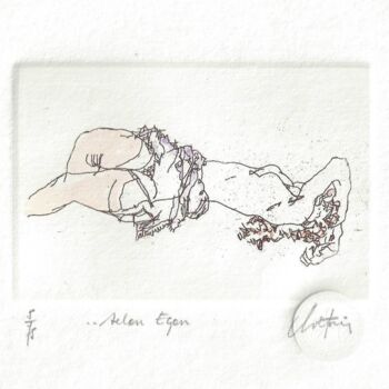 Gravures & estampes intitulée "... selon Egon" par André Colpin, Œuvre d'art originale, Eau-forte