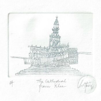 Printmaking titled "The Cathedral from…" by André Colpin, Original Artwork, Etching