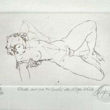 Printmaking titled "Etude sur un nu cou…" by André Colpin, Original Artwork, Etching