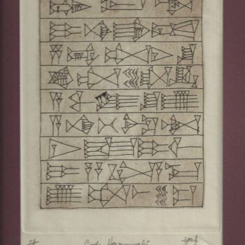Gravures & estampes intitulée "Code Hammurabi - 17…" par André Colpin, Œuvre d'art originale, Eau-forte