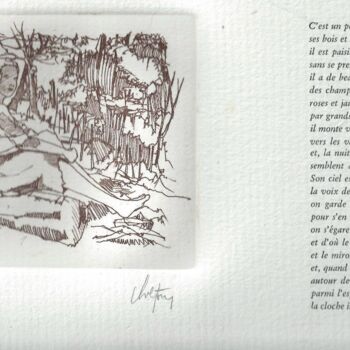 "Cathy... accompagné…" başlıklı Baskıresim André Colpin tarafından, Orijinal sanat, Oyma baskı 