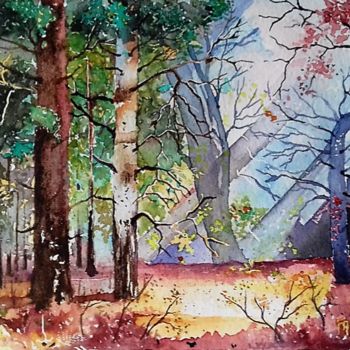 Painting titled "arbre-colores.jpg" by André Farnier, Original Artwork, Watercolor